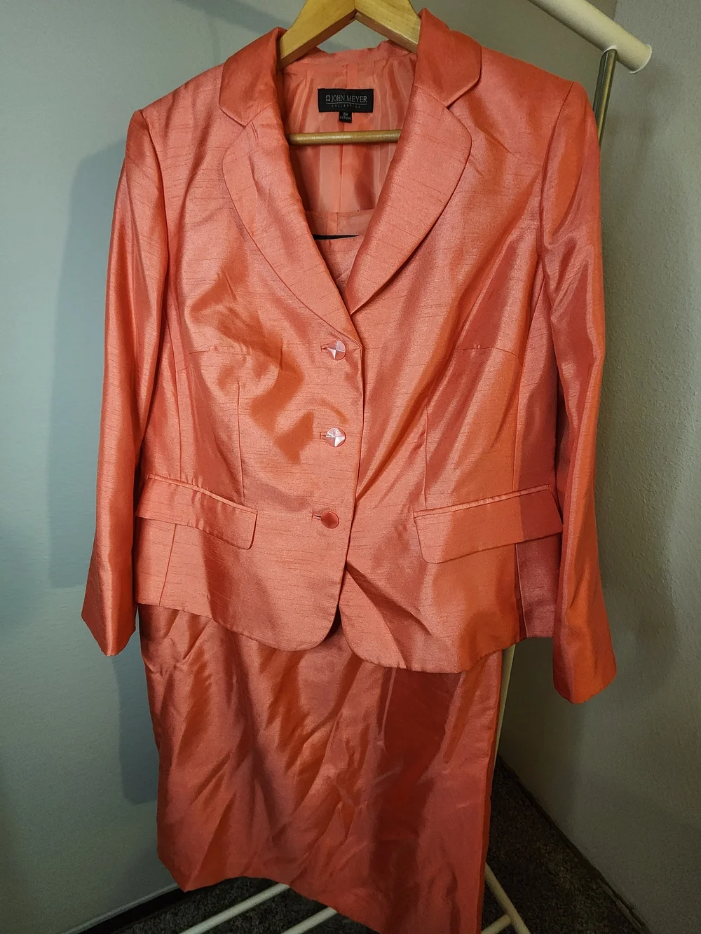 John Meyer Collection Coral-Peach Women's 2pcs Set Blazer With Matching Dress.